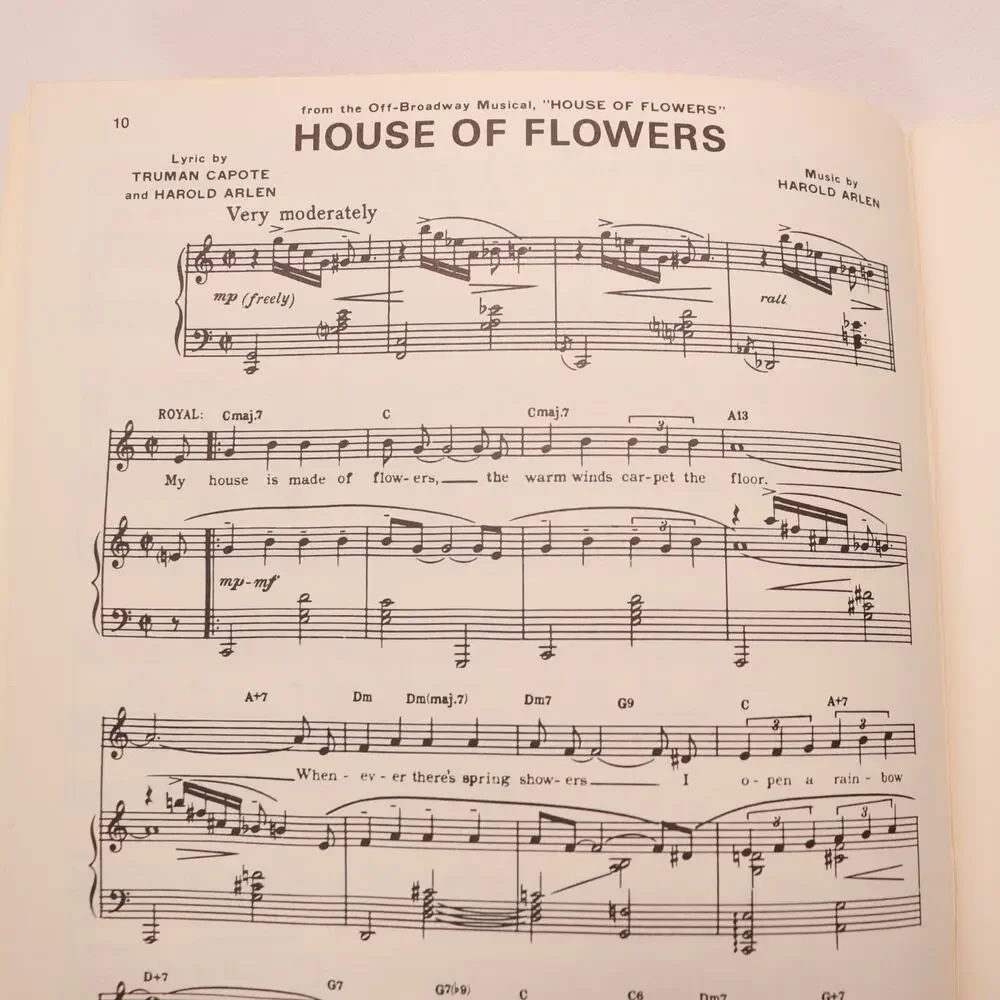 House of Flowers Vocal Selections Songbook Truman Capote 1968 Harwin Musical